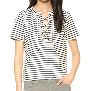 Madewell Striped Lace Up Top
